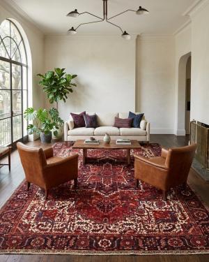 Semi Antique Red Geometric 11X15 Heriz Persian Rug