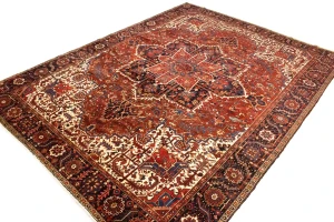 Semi Antique Red Geometric 11X15 Heriz  Persian Rug