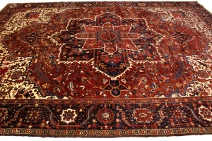 Semi Antique Red Geometric 11X15 Heriz  Persian Rug