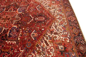 Semi Antique Red Geometric 11X14 Heriz Persian Rug