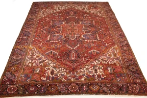 Semi Antique Red Geometric 11X14 Heriz Persian Rug
