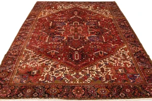Semi Antique Red Geometric 11X14 Heriz Persian Rug