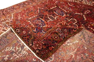 Semi Antique Red Geometric 11X14 Heriz Persian Rug
