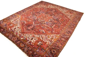 Semi Antique Red Geometric 11X14 Heriz Persian Rug