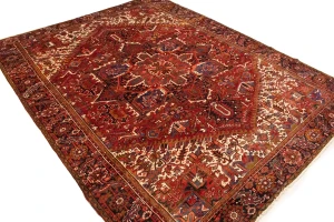 Semi Antique Red Geometric 11X14 Heriz Persian Rug