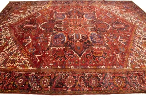 Semi Antique Red Geometric 11X14 Heriz Persian Rug