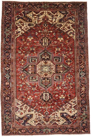 Red Semi Antique Geometric 10'4X15'7 Heriz Persian Oriental Rug