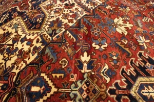Red Semi Antique Geometric 10'4X15'7 Heriz Persian Oriental Rug