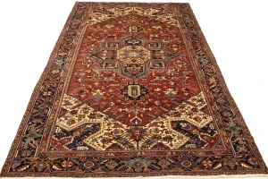 Red Semi Antique Geometric 10'4X15'7 Heriz Persian Oriental Rug