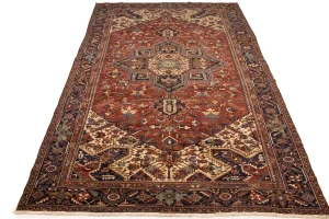 Red Semi Antique Geometric 10'4X15'7 Heriz Persian Oriental Rug