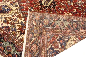 Red Semi Antique Geometric 10'4X15'7 Heriz Persian Oriental Rug