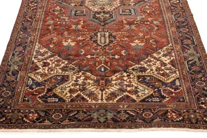 Red Semi Antique Geometric 10'4X15'7 Heriz Persian Oriental Rug