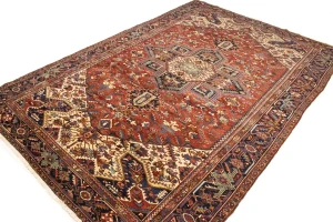 Red Semi Antique Geometric 10'4X15'7 Heriz Persian Oriental Rug