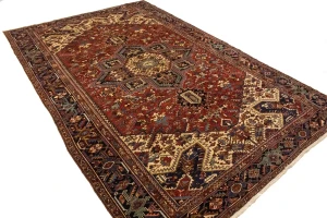 Red Semi Antique Geometric 10'4X15'7 Heriz Persian Oriental Rug