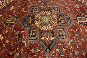 Red Semi Antique Geometric 10'4X15'7 Heriz Persian Oriental Rug