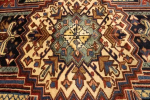 Red Semi Antique Geometric 10'4X15'7 Heriz Persian Oriental Rug