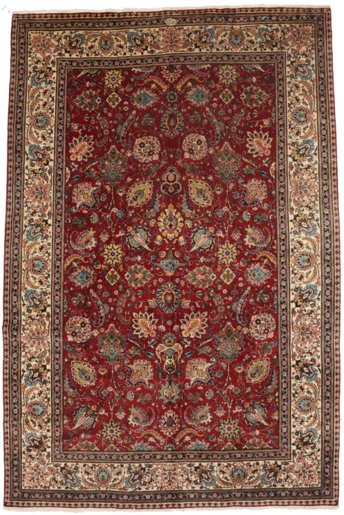 Semi Antique Red Traditional 10X15 Tabriz  Persian Rug