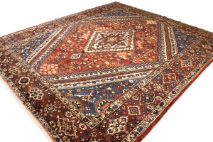 Semi Antique Rusty Red Floral 11X13 Bakhtiari Persian Rug