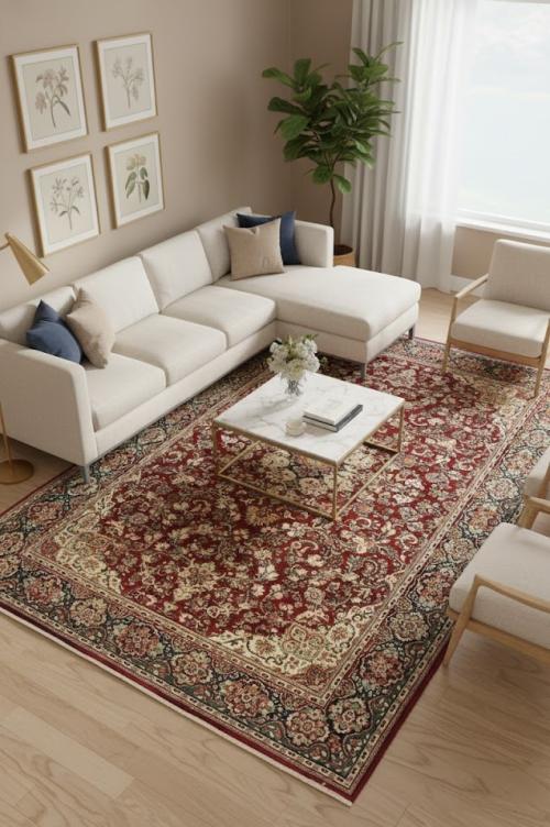 Semi Antique Maroon Red Traditional 10'5X17 Mahal Persian Rug