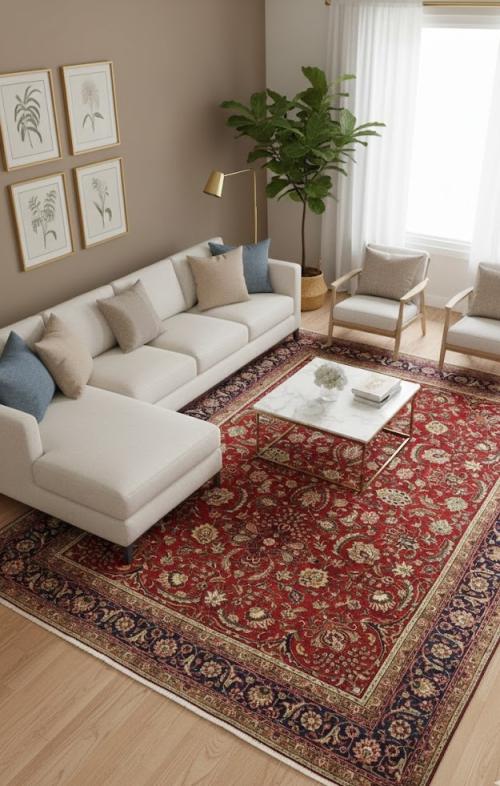 Vintage Red Traditional 10X14'5 Tabriz Persian Rug