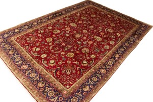 Vintage Red Traditional 10X14'5 Tabriz Persian Rug