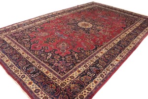 Antique Red Traditional 10'5X16'7 Mashad Persian Rug