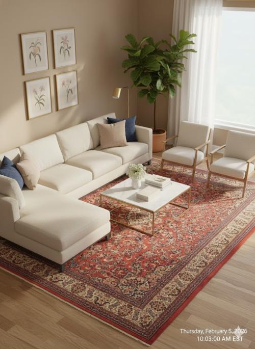 Vintage Orange-red Traditional 11X15 Mahal Persian Rug