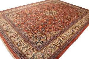 Vintage Orange-red Traditional 11X15 Mahal Persian Rug