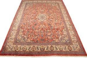 Vintage Orange-red Traditional 11X15 Mahal Persian Rug
