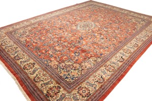 Vintage Orange-red Traditional 11X15 Mahal Persian Rug