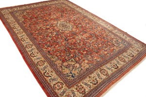 Vintage Orange-red Traditional 11X15 Mahal Persian Rug