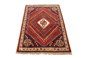 Red Tribal Geometric 3'4X4'8 Oriental Rug