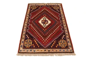 Red Tribal Geometric 3'4X4'8 Oriental Rug