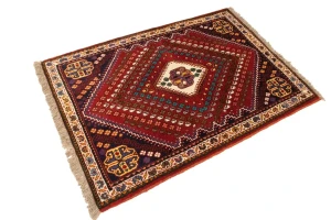 Red Tribal Geometric 3'4X4'8 Oriental Rug