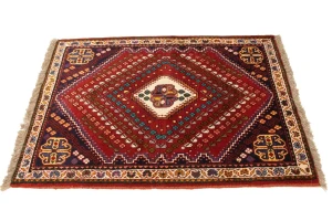 Red Tribal Geometric 3'4X4'8 Oriental Rug