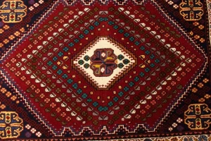Red Tribal Geometric 3'4X4'8 Oriental Rug