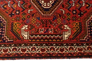 Orange-red Tribal 3'5X5 Shiraz Persian Rug