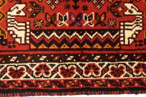 Orange-red Tribal 3'5X5 Shiraz Persian Rug