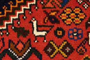 Orange-red Tribal 3'5X5 Shiraz Persian Rug