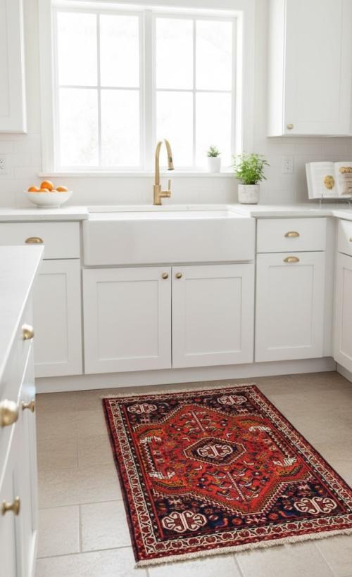 Orange-red Tribal 3'5X5 Shiraz Persian Rug