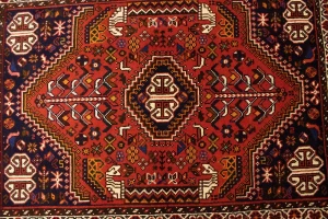 Orange-red Tribal 3'5X5 Shiraz Persian Rug