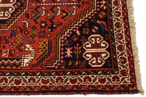 Orange-red Tribal 3'5X5 Shiraz Persian Rug
