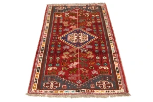 Red Tribal 3'5X5 Shiraz Persian Rug