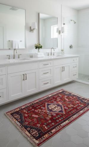 3'5 X 5'0 Hand Knotted Geometric Red Shiraz Wool Persian Rug