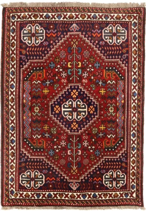 Red Tribal 3'5X5 Shiraz Persian Rug