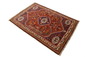 Red Tribal 3'5X5 Shiraz Persian Rug