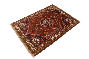 Red Tribal 3'5X5 Shiraz Persian Rug