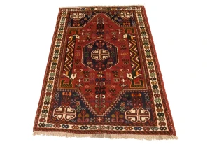 Red Tribal 3'4X5 Shiraz Persian Rug