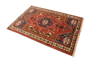 Red Tribal 3'4X5 Shiraz Persian Rug