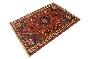 Red Tribal 3'4X5 Shiraz Persian Rug
